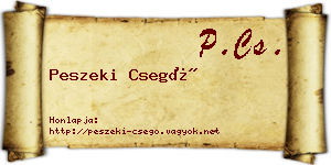 Peszeki Csegő névjegykártya